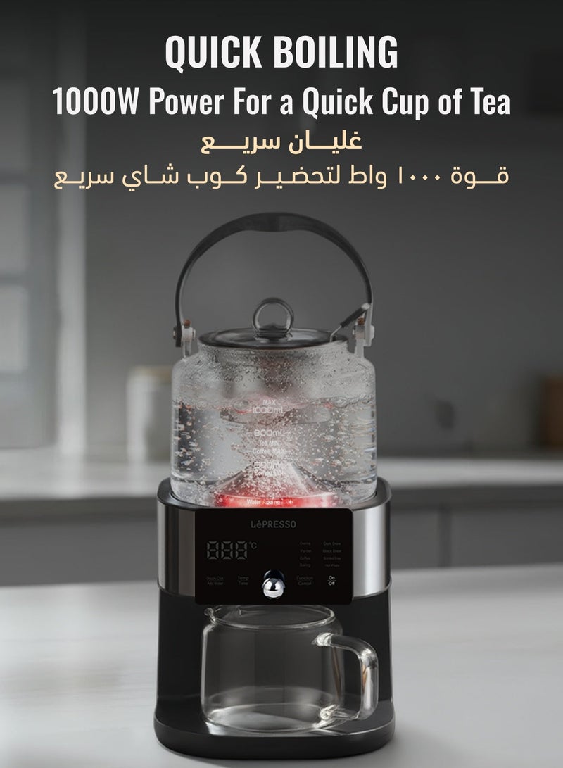 LePRESSO Brewfinity Tea and Coffee Brewer with Fountain Brewing Technology & Multiple Brewing Option / 1L Capacity / Digital Display / Keep Warm Function / Brew Coffee Maker - Black - Image 3